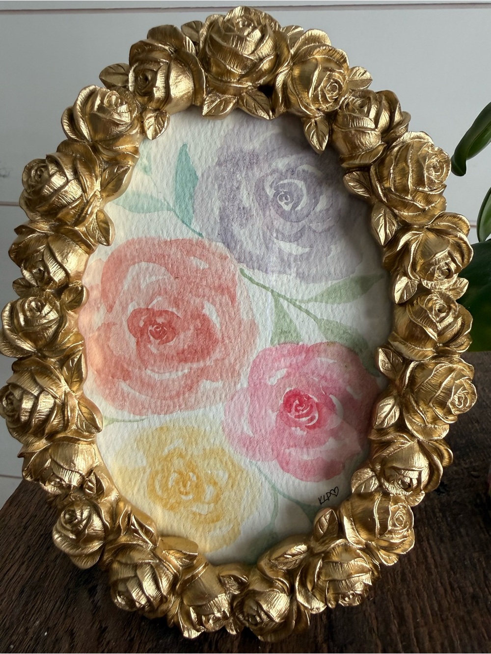 Hand crafted watercolor original in 4x6 gold frame - Picture 3 of 5